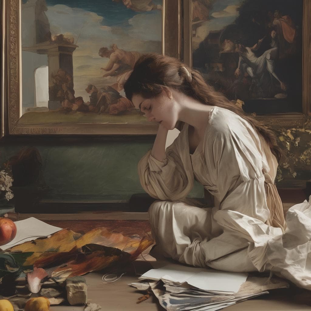 Ζεύγος ανθρώπων και έργα τέχνης, ζωγραφική, τέχνη της εναλλαγής μορφών και υλικών, δημιουργικότητα, καλλιτεχνική έκφραση.